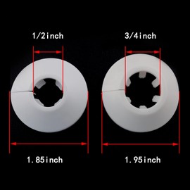 1/2 inch Outer Diameter Flange Water Pipe Cover Decoration White Pipe Cover Radiator PP Plastic 16mm(5/8") Escutcheon Pipe Collar for Wall Pipe Tube Decoration 8Pcs