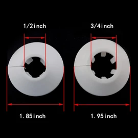 1/2 inch Outer Diameter Flange Water Pipe Cover Decoration White Pipe Cover Radiator PP Plastic 16mm(5/8") Escutcheon Pipe Collar for Wall Pipe Tube Decoration 8Pcs