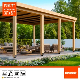 Uphode 2Pack 4"x4"(Actual 3.5"x3.5") Wooden Post Base for Concrete, U-Shape Fence Post Holder Bracket Bracket Black, Wet Set Concrete Post Anchor Stainless Steel