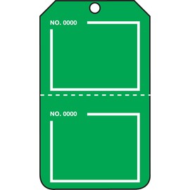 Accuform TPP227CTM PF-Cardstock Blank Numbered Tag, Legend "(Blank)", 5.75" Length x 3.25" Width x 0.010" Thickness, White on Green (Pack of 5)