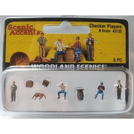 Woodland Scenics A2132 Lady's Player Board Player Barrel Dog Figures Track N 1:160 Checker Players