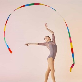 4m Rhythmic Gymnastics Rope and Ribbon Stick for Sports Day Rhythmic Gymnastics Ribbon 4m 3ea