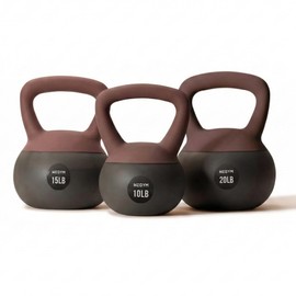 WeGym Soft Kettlebell with Cushioned Impact Resistant Base, Anti Slip Wide Grip Handle for Home Workouts, Weightlifting, Full Body Training (10+15+20LB - 3 Pcs Rose)