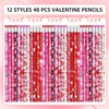 SETRUE 48 PCS Valentines Wood Pencils with Eraser, Bulk for