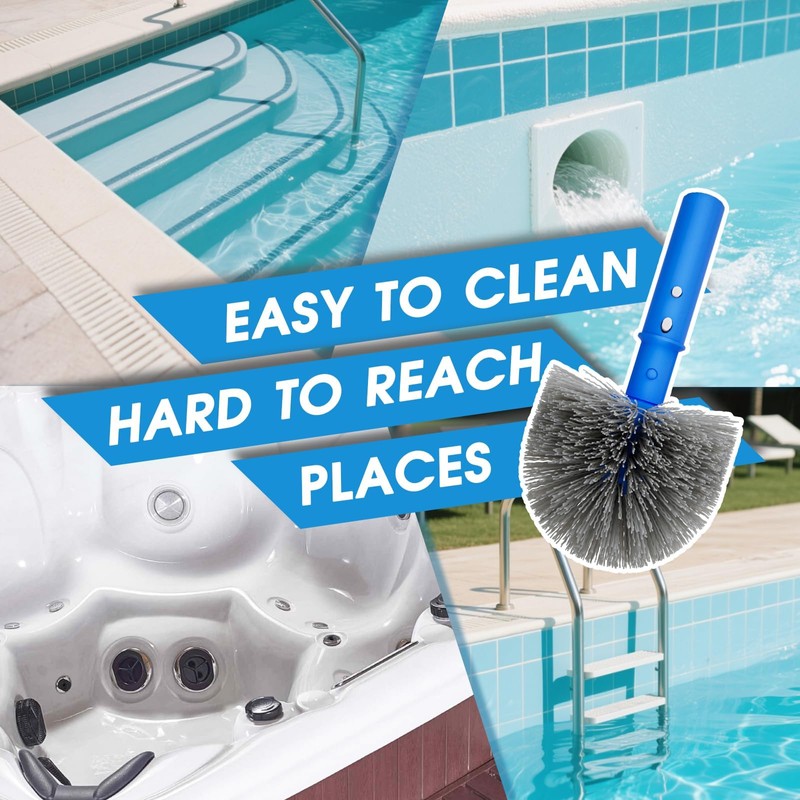 TidyMister Small Pool Brush Head for Cleaning Narrow Corners Steps,