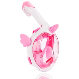 Snorkel Mask Full Face for Kids, Unicorn Snorkeling Gear 180 Degree Panoramic View Snorkeling Set Anti-Fog Anti-Leak