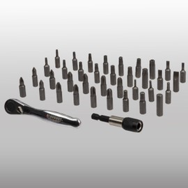 Blackout XP 9726 Mini Ratchet and Bit Set, 1/8-Inch - 1/4-Inch S2 Bits, 5/64-Inch - 1/4-Inch Hex Bits, 38-Piece Silver Chrome