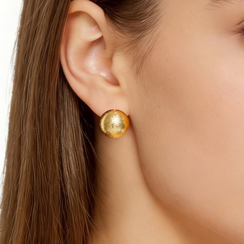 Matte Dome Stud Earrings for Women, Half Ball Button Earrings