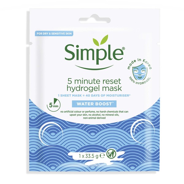 Simple Waterboost Hydrogel Sheet Mask 5 Minutes (1 Pack)