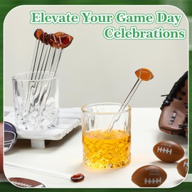 FoldTier 12 Pcs 7 Inch Football Cocktail Stirrers Glass Swizzle Stir Sticks Coffee Drink Stirrers Hot Cocoa Chocolate Bar Supplies Sports Cocktail Stick Decoration Party Favors(Football)