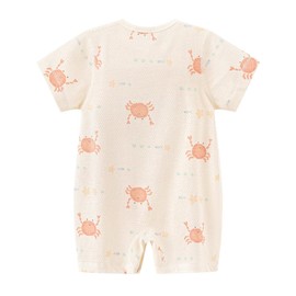 gurcooc Baby Boys Girls Romper Newborn Short Sleeve Cotton Bodysuit Cartoon Jumpsuit Summer Onesie Outfit Set, 0-18 Months, beige