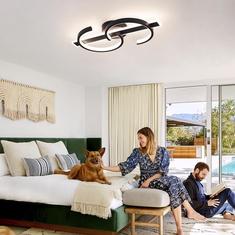 HLILCEH Linear Ceiling Light 4000K Black Modern Ceiling Light Fixture