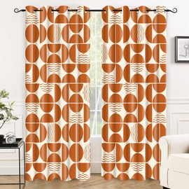 AHBEWIN Cortinas de sala de estar de mediados de siglo, color naranja, abstracto, geométrica, moderna, de 84 pulgadas de largo, 2 paneles con patrón de círculo, para dormitorio, comedor, 52 x 84