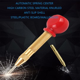 Two packs Automatic Centre Punch Adjustable Tension Punch Punch Hand Tools Spring Loaded Center Hole Punch Multicolored Automatic Center Punch Tool Heavy Duty Center Punch for Metal Wood Window Glass