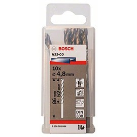 Bosch Professional 10pc. HSS-Co Metal Drill Bit (stainless steel, 4.8 x 52 x 86 mm, accessory drill driver)