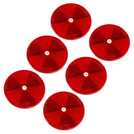 AOHEWEI 6 Pcs Red Round Screw On Rear Reflectors Circular Safety Reflectors Bolt On for Caravan Truck Trailer Boat Motorcycle Tractor Fence Gate Post