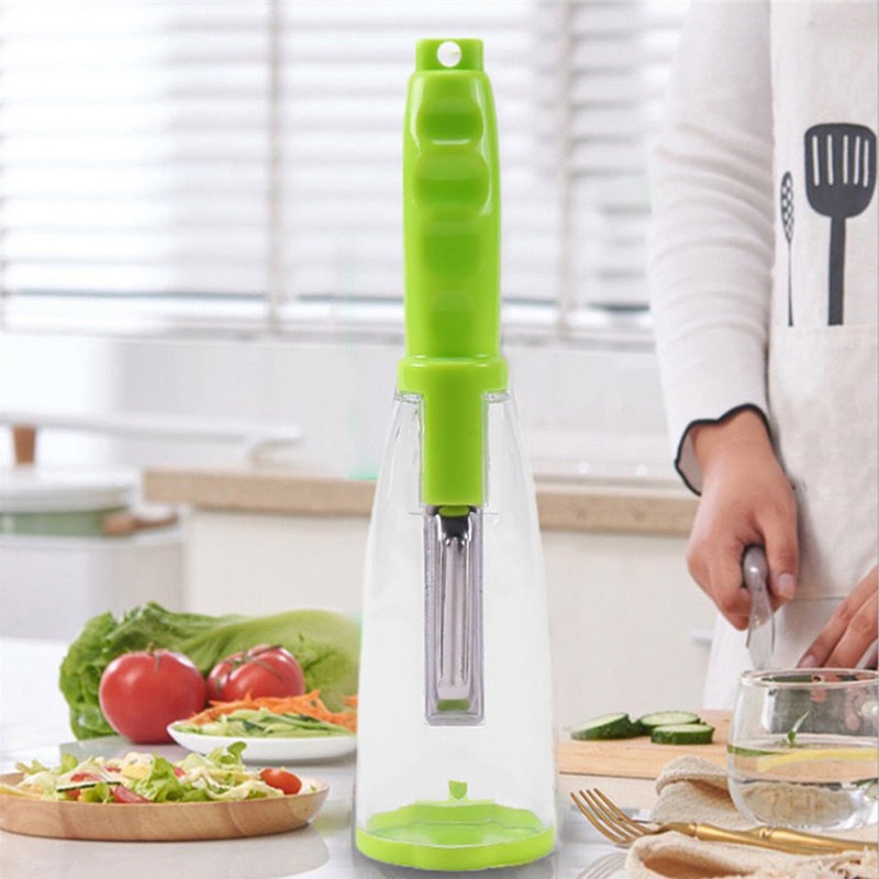 Fruits and Vegetables Peeler with Storage Box, Multifunction Stainless Steel