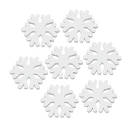 Dzrige 100Pcs 30mm White Wooden Snowflake Christmas Sticker Snowflake Wooden Ornaments Applique Craft Party DIY Scrapbooking Xmas Tree Hanging Table Decor Home Decorations