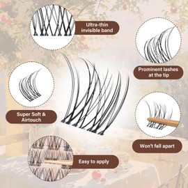 JMS&JMS Venus Lash Clusters Kit Natural Velour Lash Clusters Invisible Band Lash Kit with Lash Bond and Seal Eyelash Applictor Lash Remover for Beginner (Flora-C-8-18MIX)