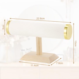 Huiguli Bracelet Holder, Beige Velvet Bracelet Stand Display, T Shape Bar Bangle Holder For Jewelry Bracelet Watch Bangle Anklet, 23 x 13.5 x 5 cm