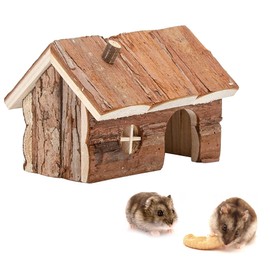 Hamster Wooden Hideout House Natural Pet Rats Climbing Play Hut Hideaway Room for Dwarf Hamster, Small Mouse, Rat,Gerbil and Other Pet Small Animals