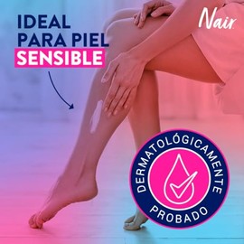 Nair Crema Depiladora Corporal Piel Sensible 150 ml Probada por Dermatólogos con Ingredientes Naturales: Aceite de Almendras Dulces, Piel Suave y Tersa