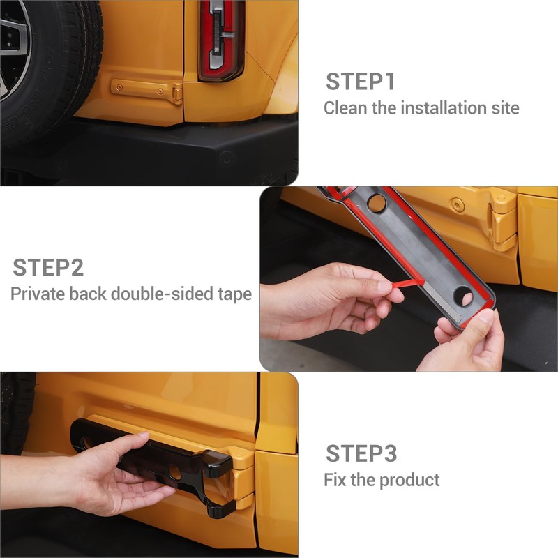 PDKLIN for Bronco Tailgate Hinge Cover Trim Black for Ford