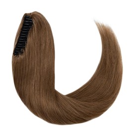 MY-LADY Ponytail Extension Human Hair Claw Clip in Ponytail Hair Extension Long Straight Pony Tail Hair Extensions Real Human Hair for Women Light Brown 16 Inch 105g