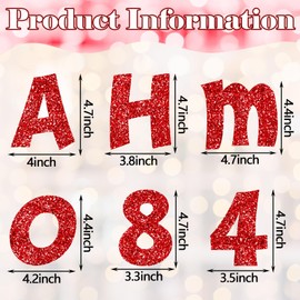 Colarr 216 Pcs Glitter Bulletin Board Letters for Classroom Numbers Alphabet Poster Board Letters with Adhesive Dots Punctuation Symbols Cutout Bulletin Board Display School Decor (Red,4 Inch)