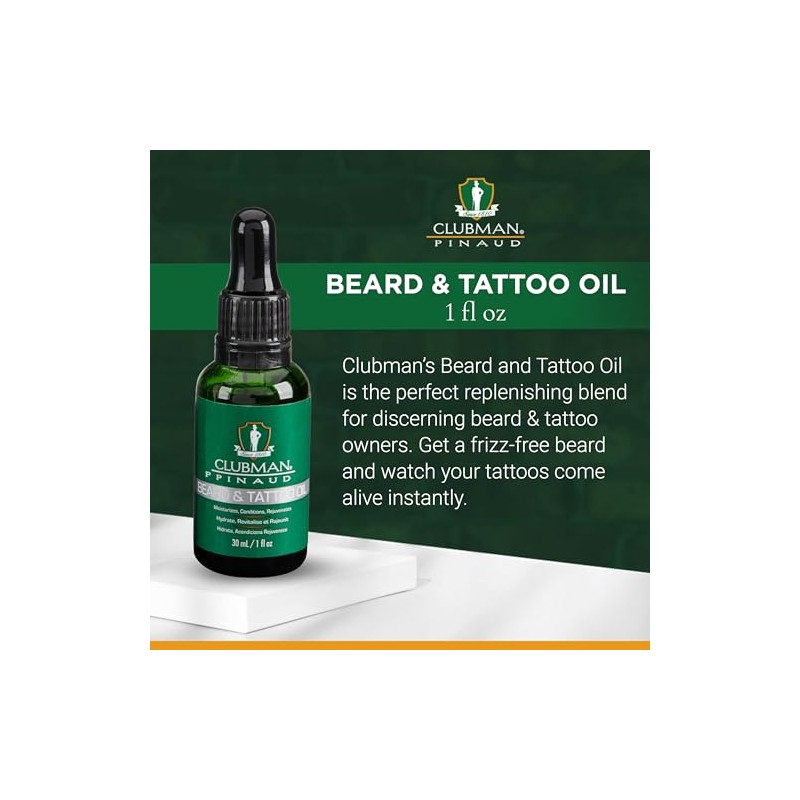 Clubman Beard and Tattoo Oil, 1 Ounce