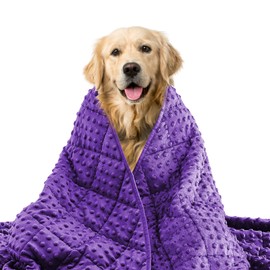 Yescool Purple Weighted Blanket for Dogs,3 lb Thunder Blanket for Dogs,36 x 48 inch Medium Weighted Blankets, Cooling Puppy Blanket for Thunderstorms, Fireworks and Construction Noise for Pets 20-55lb