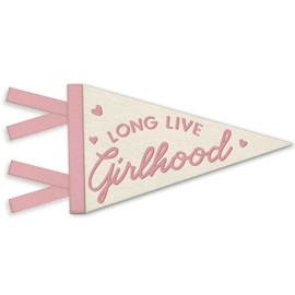 NEFMGEG Girls Room Decor, Long Live Girlhood Wall Felt Pennants Banners Flags, Preppy Pink and Beige Wall Hanging Decor for Toddler Little Girls Nursery Bedroom Playroom