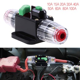 Car Circuit Breaker, DC 12-48 V Waterproof Inline Car Circuit Breaker, Manual Reset Switch, Car Audio Fuse for Car Audio Solar Inverter System Protection (20A)