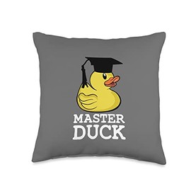 niedliches Ente Geschenk für Frauen Master Students Duck Throw Pillow, 16x16, Multicolor