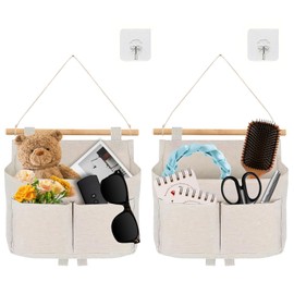 Hanging Organiser Camping, Storage Bag for Hanging on the Wall, Hanging on the Door, Wall Mount, Organiser, File Magazine, Waterproof, Cotton Fabric, Living Room, Bedroom (2 Pieces)