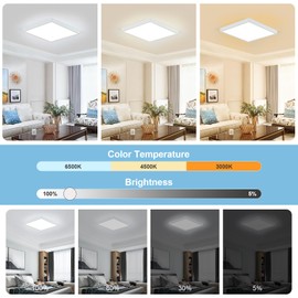 DELIPOP Dimmable LED Flush Mount Ceiling Light Fixture with Remote Control, 12Inch 24W 2600LM Full CCT Brightness Adjustable, IP54 Waterproof Ultra-Thin Ceiling Lamp for Bedroom Kitchen Corridor