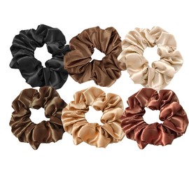 6 Pack Satin Scrunchies for Ladies and Girls, Satin Elastic Soft Hair Ties Scrunchy for Big Hair Scrunchy Ponytail Holder, Thick, Thin and Curly Hair