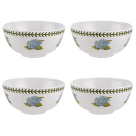 Portmeirion Botanic Garden 6-Inch Serving Bowls (Set of 4) - Hydrangea Motif, BPA-Free Melamine, Dishwasher Safe - Versatile for Soup, Salad, Snacks, Indoor & Outdoor Dining Essentials