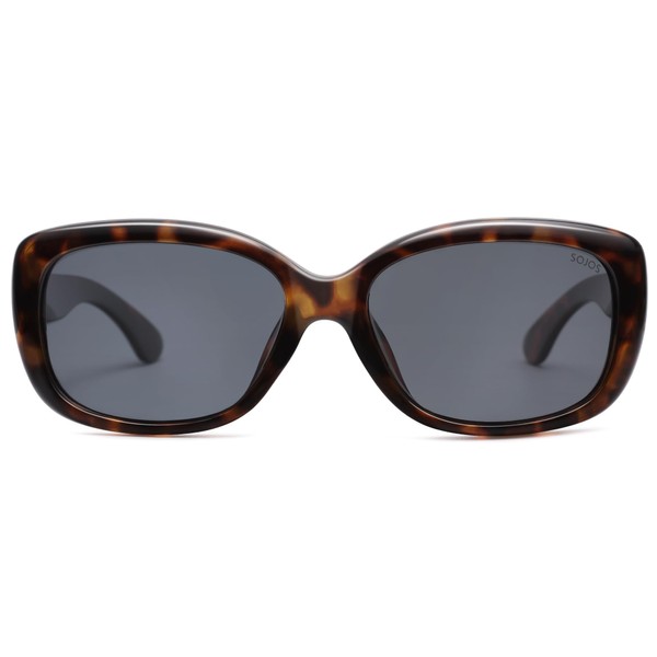 SOJOS Vintage Square Sunglasses for Women Polarized UV Protection Havana