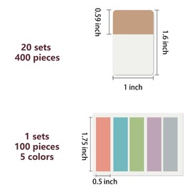 ELII 1 Inch Sticky Index Tabs, 500 Pcs Book Markers, Writable and Transparent for Notebooks, Pages, Colored Markers for Books, Annotating (Morandi)
