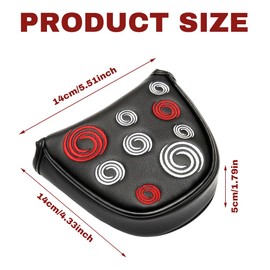 KUWUNG Putter Head Covers, Mallet Putter Headcover With Circle Embroidery, Premium Magnetic Closure, Half Round for Golf Headcover PU Leather Mallet Putters Cover for Driver/Fairway/Hybrid Father Gift