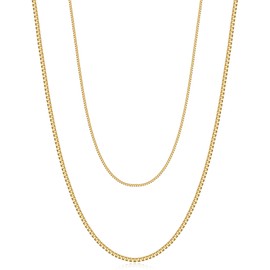 Cocamiky Gold Chain Necklaces for Women Trendy,Dainty 14k Real Gold Plated Box Layered Chain Necklaces Set