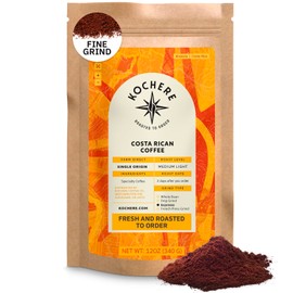 Costa Rican Ground Coffee Medium Roast - 12 oz, Single Origin Arabica Coffee Beans from Alajuela, Specialty Grade Fair Trade & Non-GMO, Sweet and Fruity Notes - Freshly Roasted To Order By Kochere