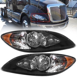 Revworth Headlights Assembly Fit for 2008-2016 International ProStar,Halogen Headlamps Assembly, Driver and Passenger Side (Black)