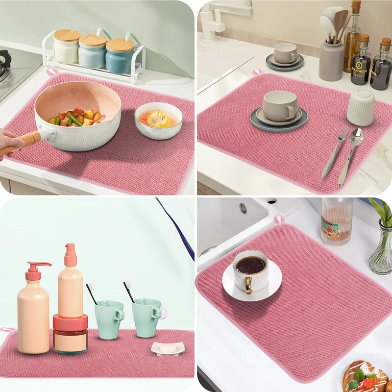 GeeRic Microfiber Dish Drying Mat, Super Absorbent Kitchen Dish Drying