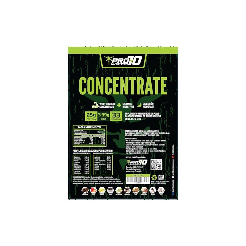Concentrate Whey Protein 1 KG | 33 Servicios | Pro70