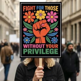 Fight For Those Without Your Privilege Protest Sign, Anti-Trump Resistance, Political Activist Rally Sign, Resist Fascism Protest Poster