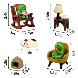 HeDerzel Miniature Frog Figurines, Cute Frog Sculpture, Cute Frog Statue, Cute Mini Frog and Cat Figurine, Miniature Frog Figurines Statue for Garden, Bedroom, Office Decor, Frog Gifts for Frog Lovers