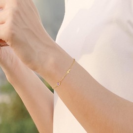 DONYUDE Birthstone Bracelet for Women Girlfriend Birthday Gifts August Birthstone Jewelry for Teen Girls Baptism Gold Bracelets Stocking Stuffer Ideas