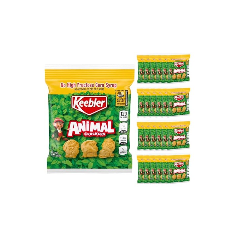 Animal Crackers, 1 Ounce (Pack of 25), Snack Bulk Packs,